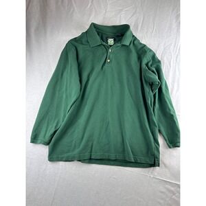 UltraClub Mens Long Sleeve Polo Shirt Green Cotton Pique Title Logistics Large